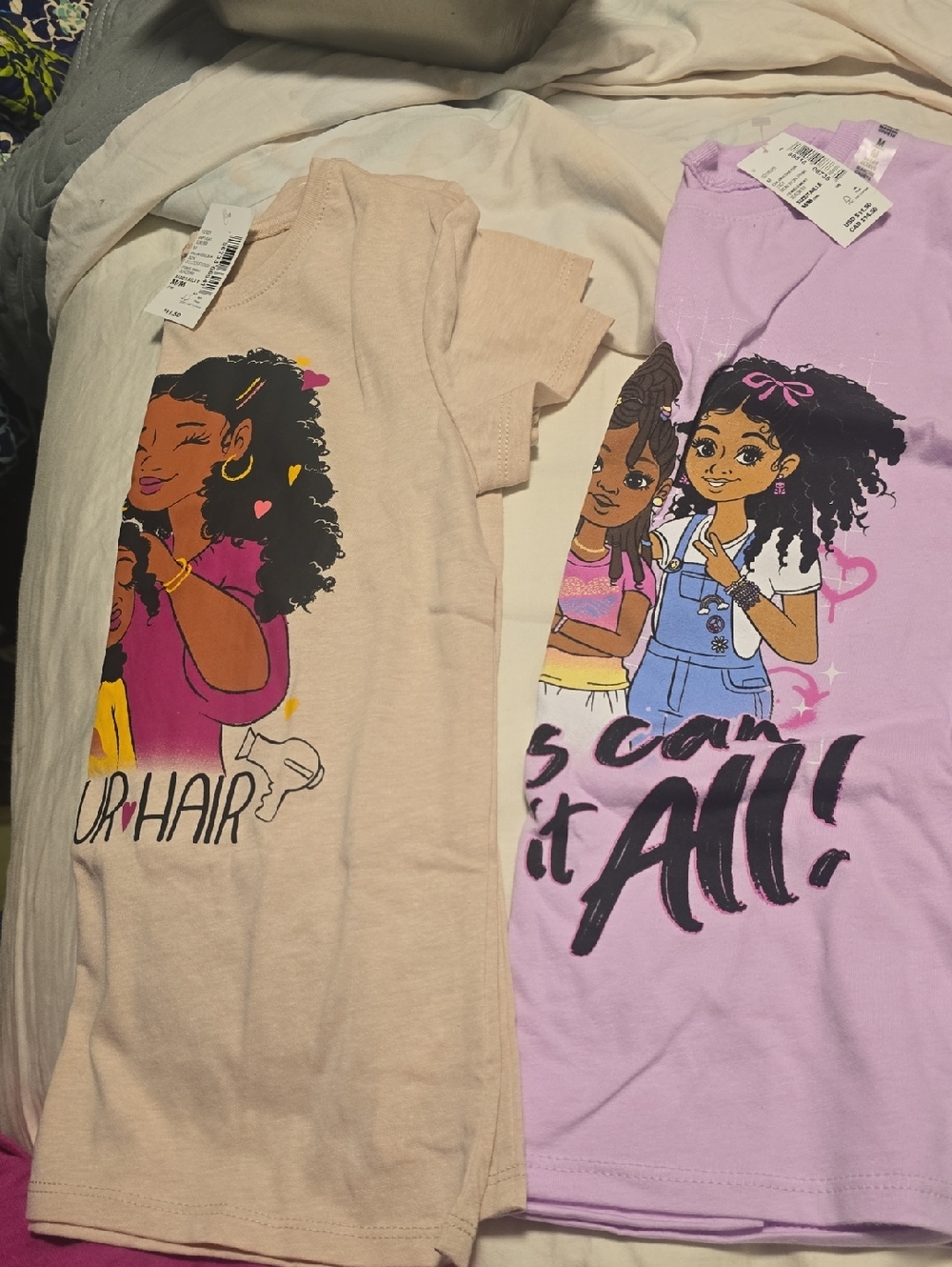 The Children's Place Girls' Graphic Tees - Beige & Lavender